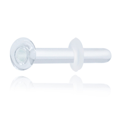 2mm Glass Piercing Straight Bar with Clear O-ring